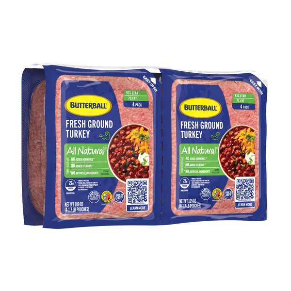 Butterball Ground Turkey 93% Lean 7% Fat, 1.7 LB, 4-count 4 CT 