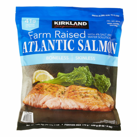 Kirkland Signature Farmed Atlantic Salmon, 6 OZ - 8 OZ Center-Cut Portion, 3 lbs