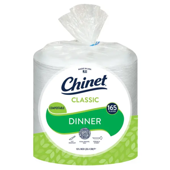 Chinet Classic Dinner 10-3/8" Paper Plate, 165-count