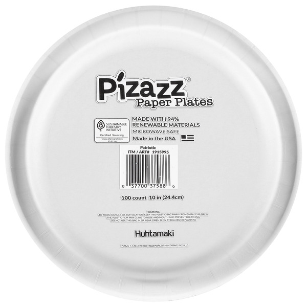 Pizazz 10" Patriotic Plates, 100-count