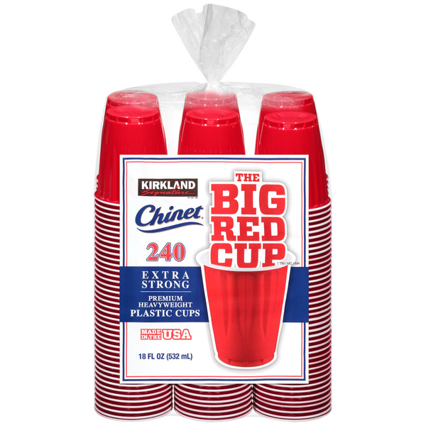 Kirkland Signature Chinet 18 OZ Plastic Cup, Red, 240-count