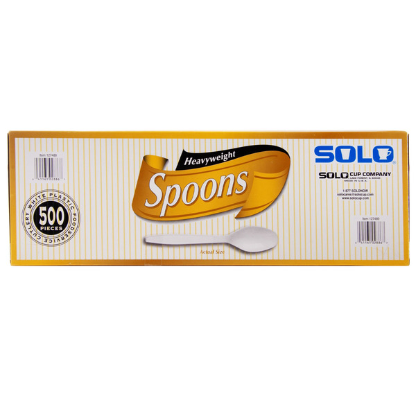 Solo Heavyweight Plastic Spoon, White, 500 count