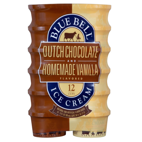 Blue Bell Dutch Ice Cream Variety Pack, 3 OZ, 12-count