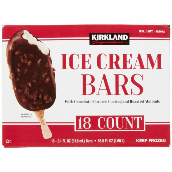Kirkland Signature Ice Cream Bars, 3.1 fl OZ, 18-count