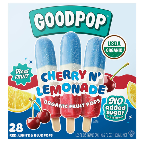 Goodpop Organic Cherry n' Lemonade Fruit Pops, 1.65 fl OZ, 28-count