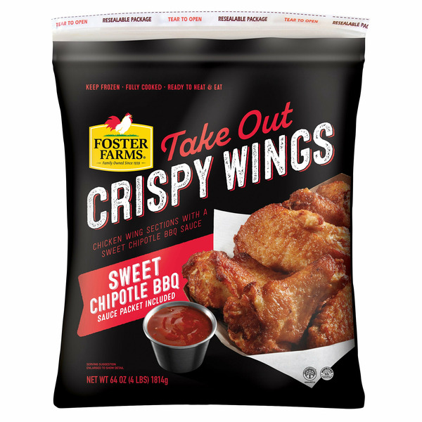 Foster Farms Take Out Crispy Chicken Wings, Sweet Chipotle BBQ, 4 lbs