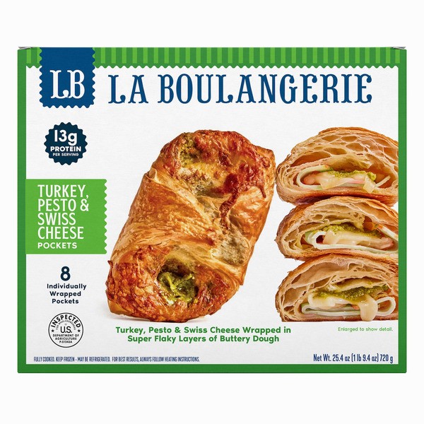 La Boulangerie Turkey Pesto & Swiss Cheese Pockets, 3 OZ, 8-count