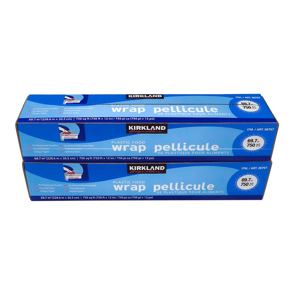 Kirkland Signature 12" Plastic Food Wrap, 750 ft, 2 count