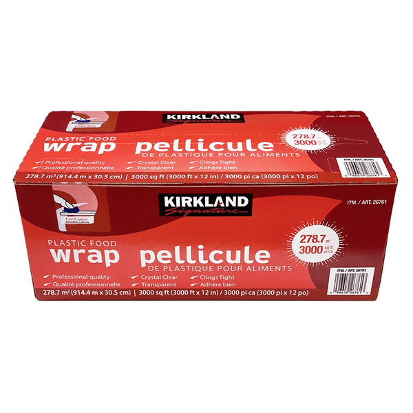 Kirkland Signature 12" Plastic Food Wrap, 3000 ft