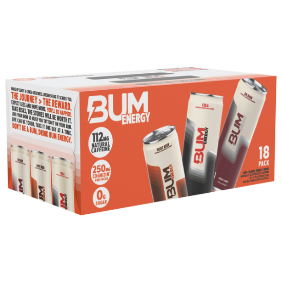 BUM Energy Classic Soda Variety Pack, 12 fl OZ, 18-count