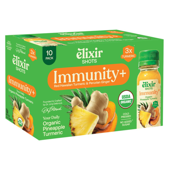 Elixir Shots Immunity+ Organic Pineapple Turmeric, 2 fl oz, 10-count