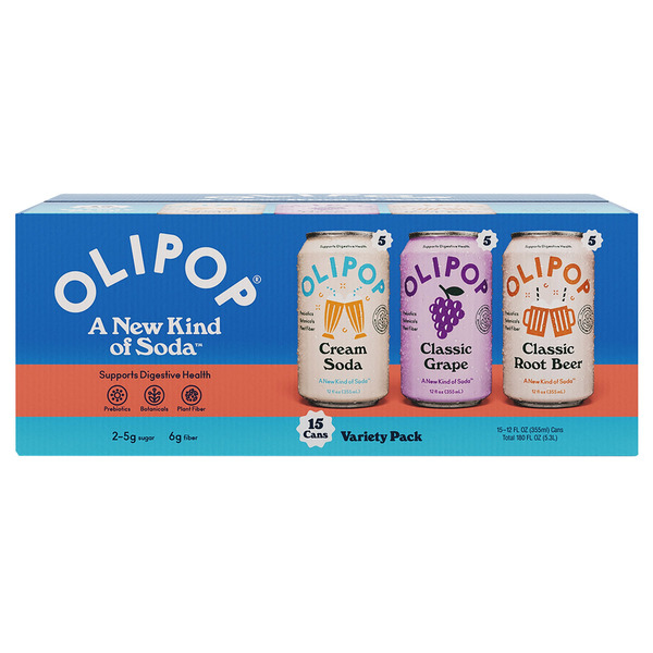 Olipop Soda, Variety Pack, 12 fl OZ, 15-count