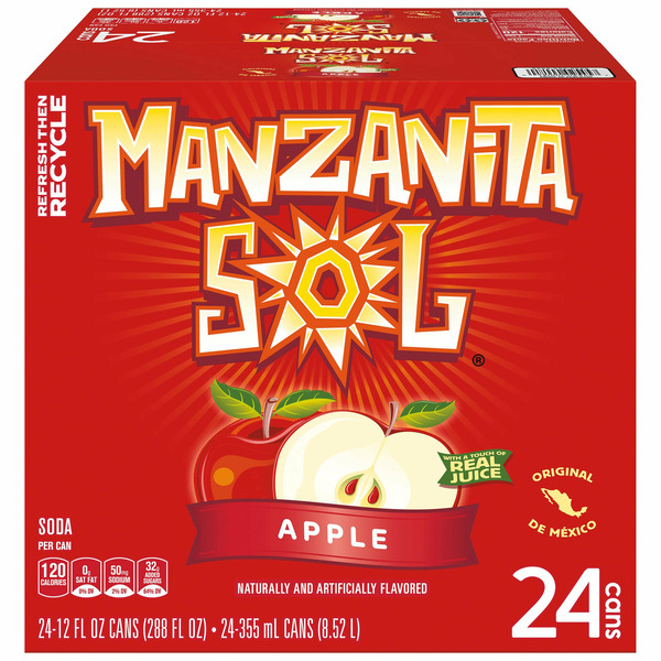 Manzanita Sol Apple Soda, 12 fl OZ, 24-count