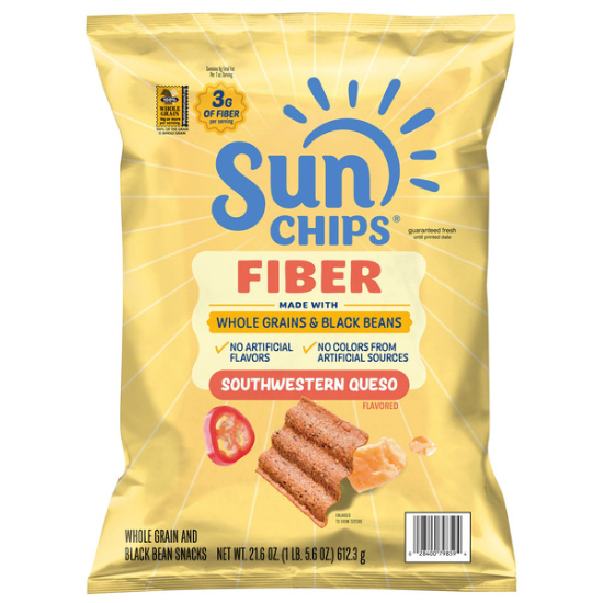 Sun Chips Whole Grain and Black Bean Snacks, Southwestern Queso, 21.6 OZ