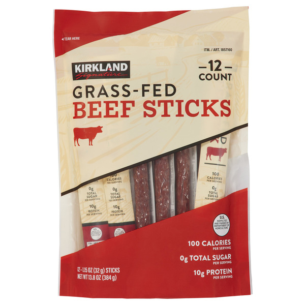 Kirkland Signature Grass-fed Beef Sticks, 1.15 OZ, 12-count