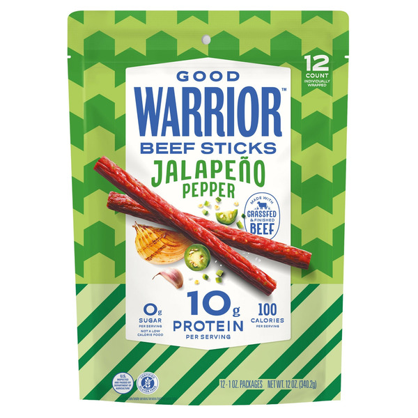Good Warrior Jalapeño Pepper Beef Sticks, 1 OZ, 12-count