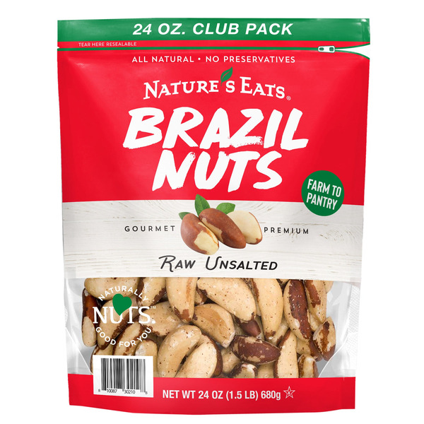Natures Eats Raw Unsalted Brazil Nuts, 24 OZ