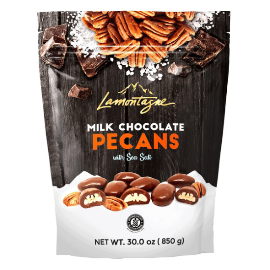 Lamontagne Milk Chocolate Pecans with Sea Salt, 30 OZ