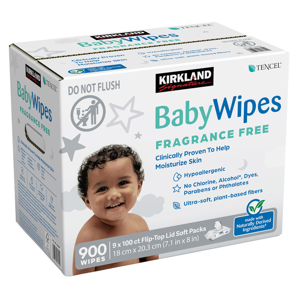 Kirkland Signature Baby Wipes Fragrance Free, 900-count