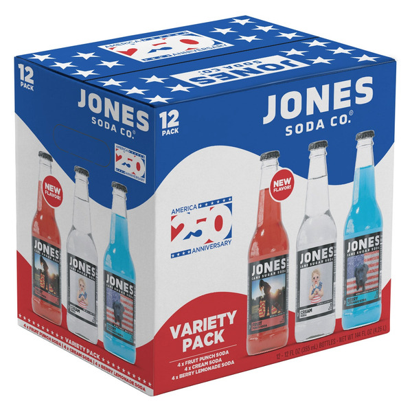 Jones Soda Co. Cane Sugar Soda Variety Pack, 12 fl OZ, 12-count