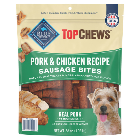 Blue Buffalo Top Chews Pork & Chicken Sausage Dog Treats, 36 OZ