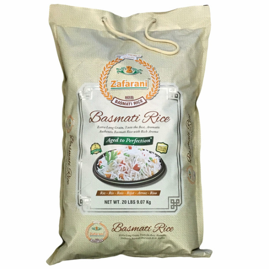 Zafarani Basmati Rice, 20 lbs