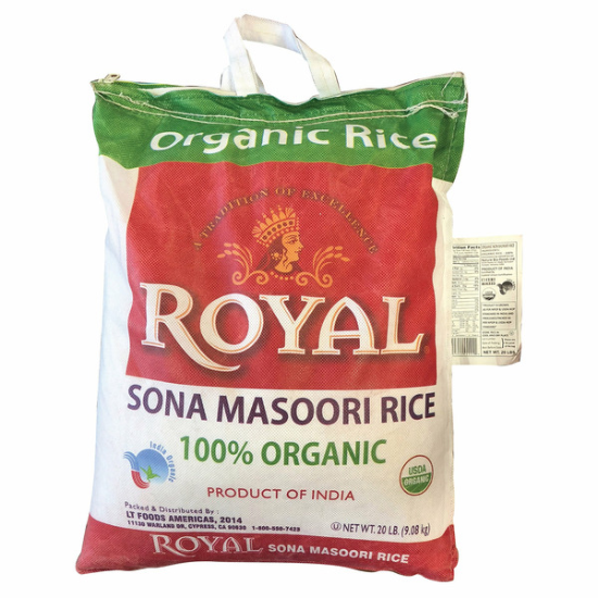 Royal Sona Moasoori Organic Rice, 20 LB