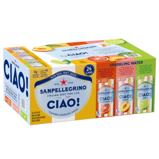 San Pellegrino Ciao! Sparkling Water, Variety Pack, 11.15 fl oz, 24-count