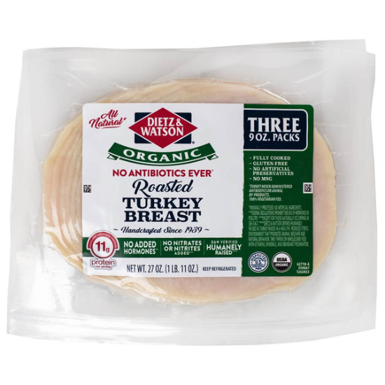 Dietz & Watson Organic Roasted Turkey Breast, 9 oz, 3-count