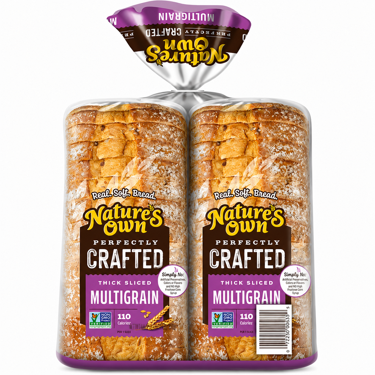 Nature's Own Perfectly Crafted Real Soft Bread, Multigrain, 22 oz, 2-count
