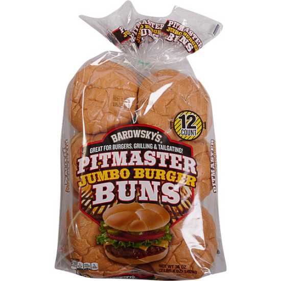 Barowsky's Pitmaster Jumbo Burger Buns, 3 oz, 12 CT