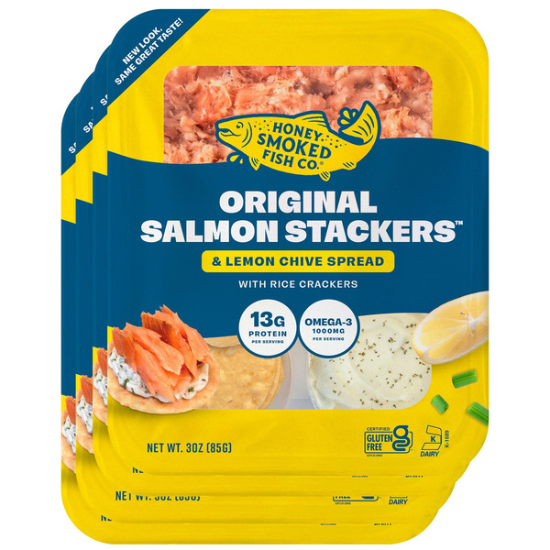 Honey Smoked Fish Salmon Stackers, 3 oz, 4-count