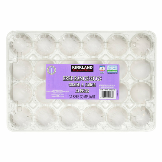 Kirkland Signature Free Range Large Eggs Usda Grade A, 24-count