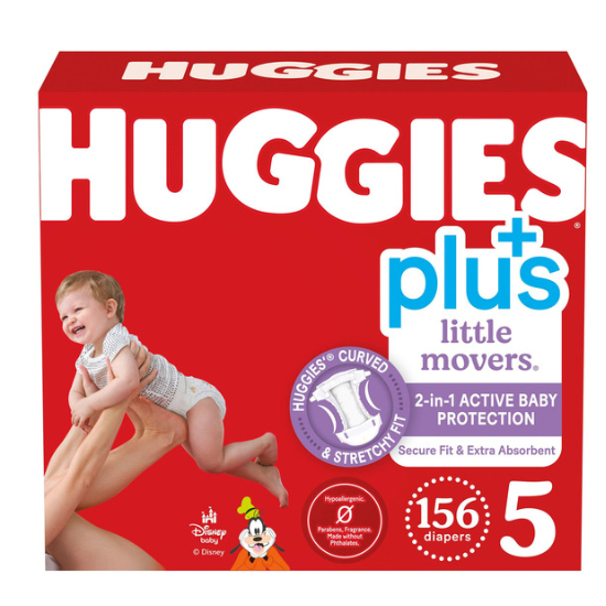 Huggies Plus Diapers Size 5, 156-count