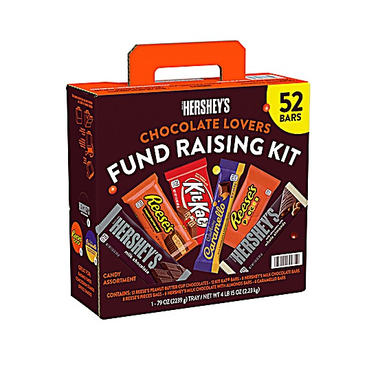Hershey's Assorted Flavored Full Size, Candy Fund Raising Kit, 79 OZ (52 Pieces)