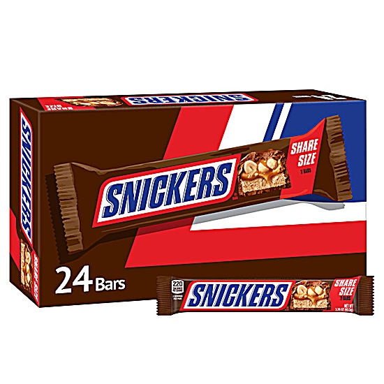 SNICKERS Milk Chocolate Candy Bars Bulk Share Size 24 count