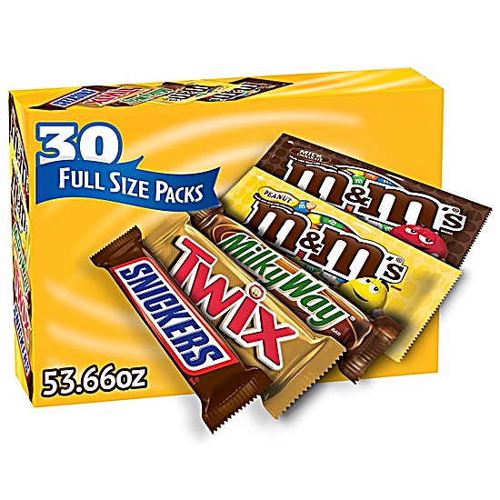 Snickers, Twix, M&m's & Milky Way Full Size Assorted Chocolate Candy Bars Box