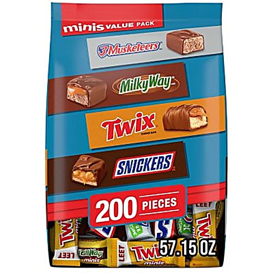 SNICKERS, TWIX, MILKY WAY & 3 MUSKETEERS Minis Chocolate Candy Bars Variety Bulk