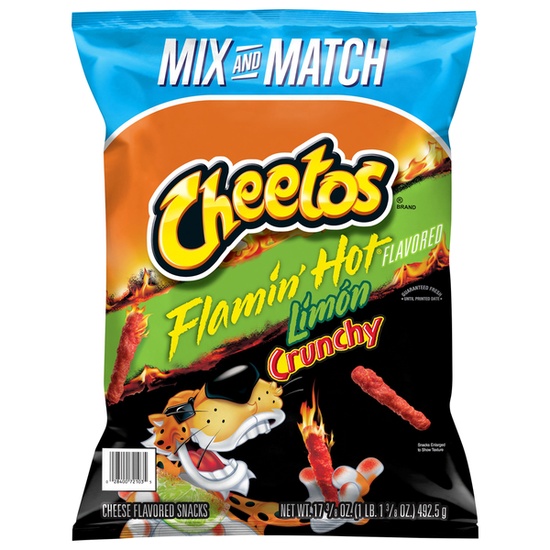 Cheetos Crunchy Flamin' Hot Limon Flavored Cheese Flavored Snacks