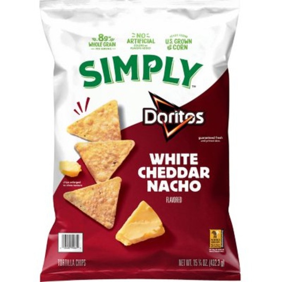 Simply Doritos White Cheddar Nacho Flavored Tortilla Chips