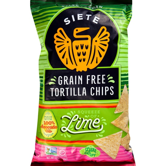 Siete Tortilla Chips, Grain Free, Squeeze of Lime, Light & Crispy