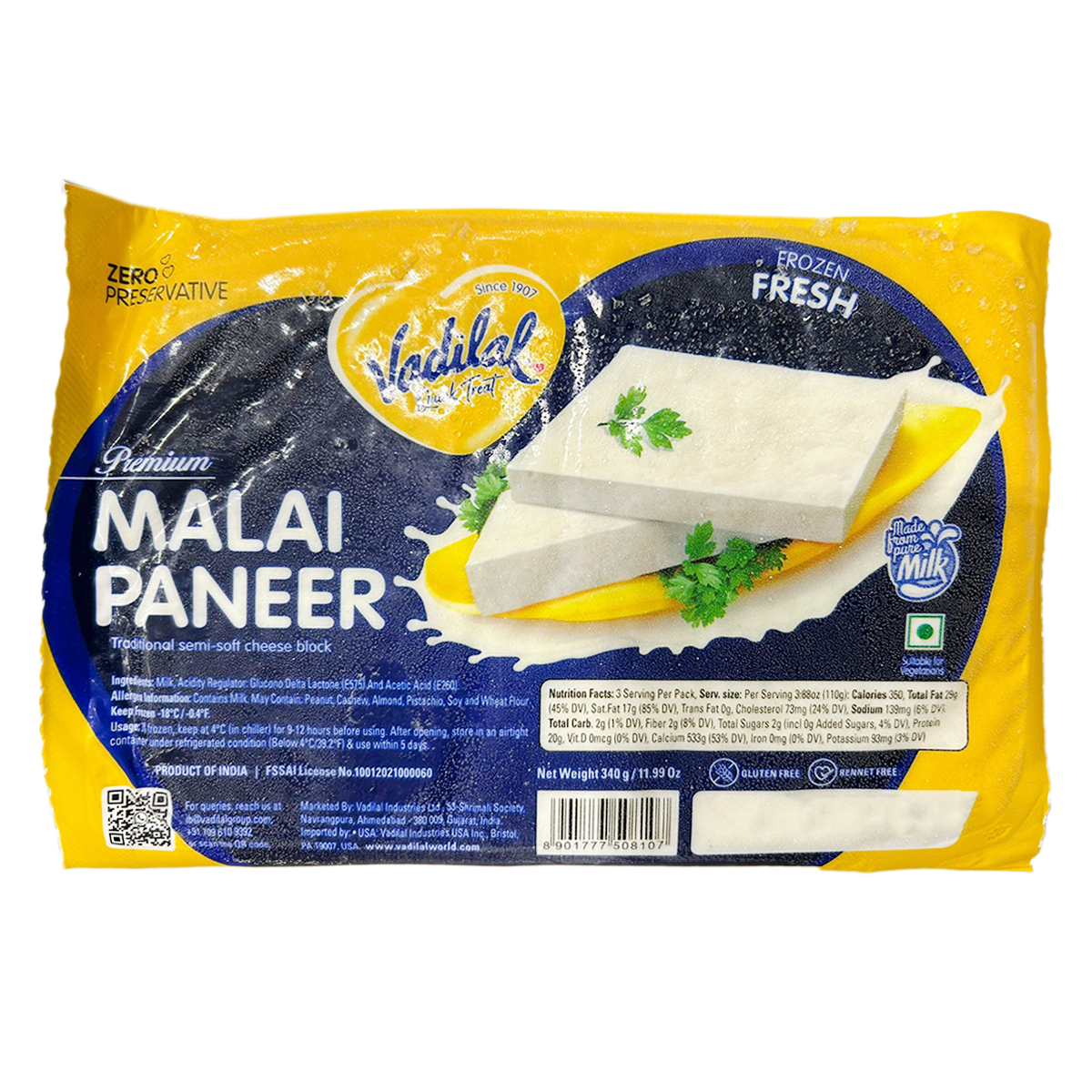 Vadilal Malai Paneer 340 GM
