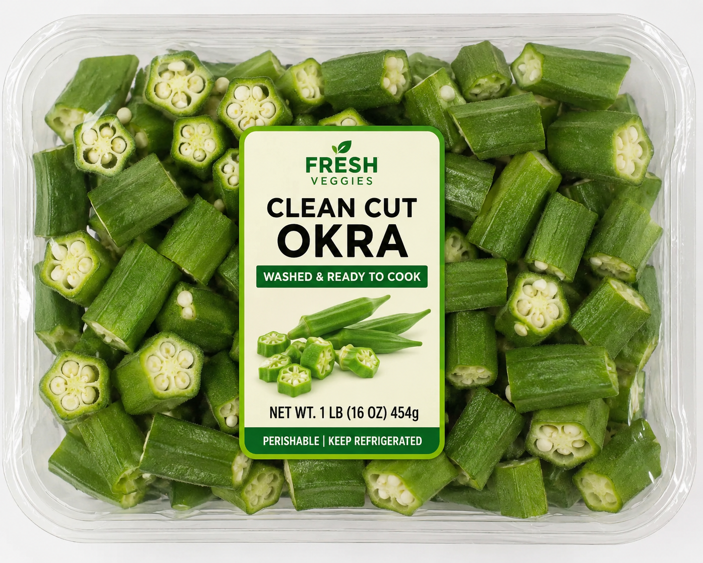 fresh clean cut okra 1LB