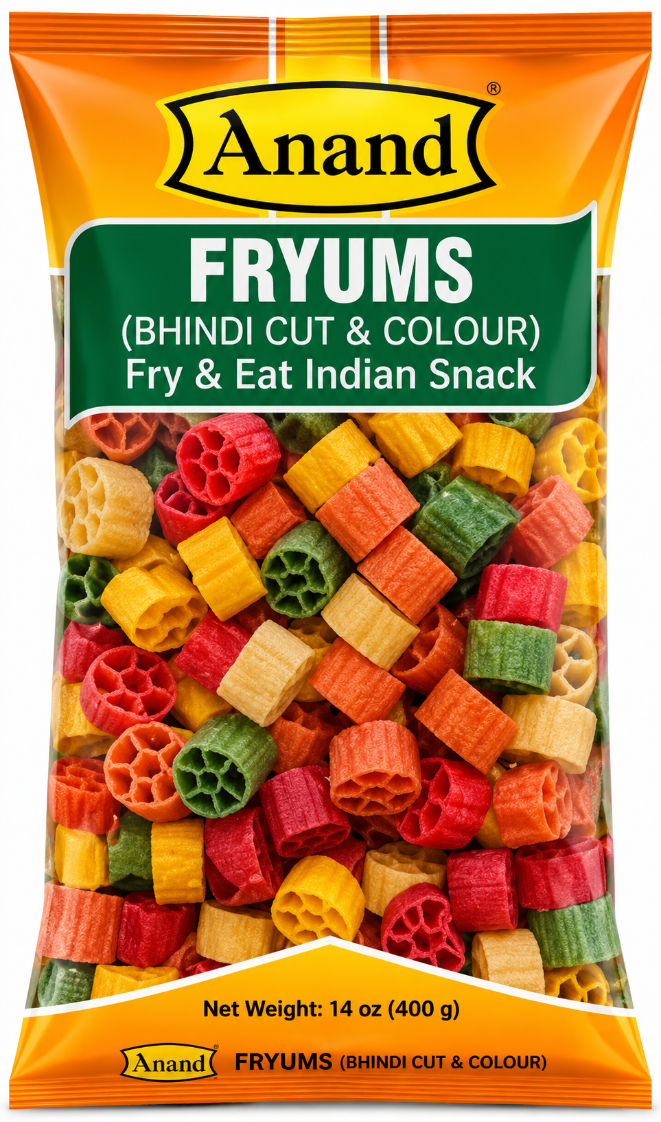 Anand Bhindi Cut Colour Fryum 14OZ