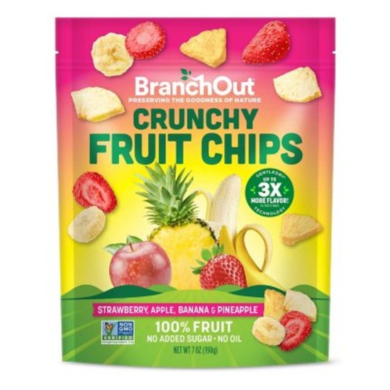 BranchOut Strawberry Apple Banana & Pineapple Crunchy Fruit Chips, No Added Sugar