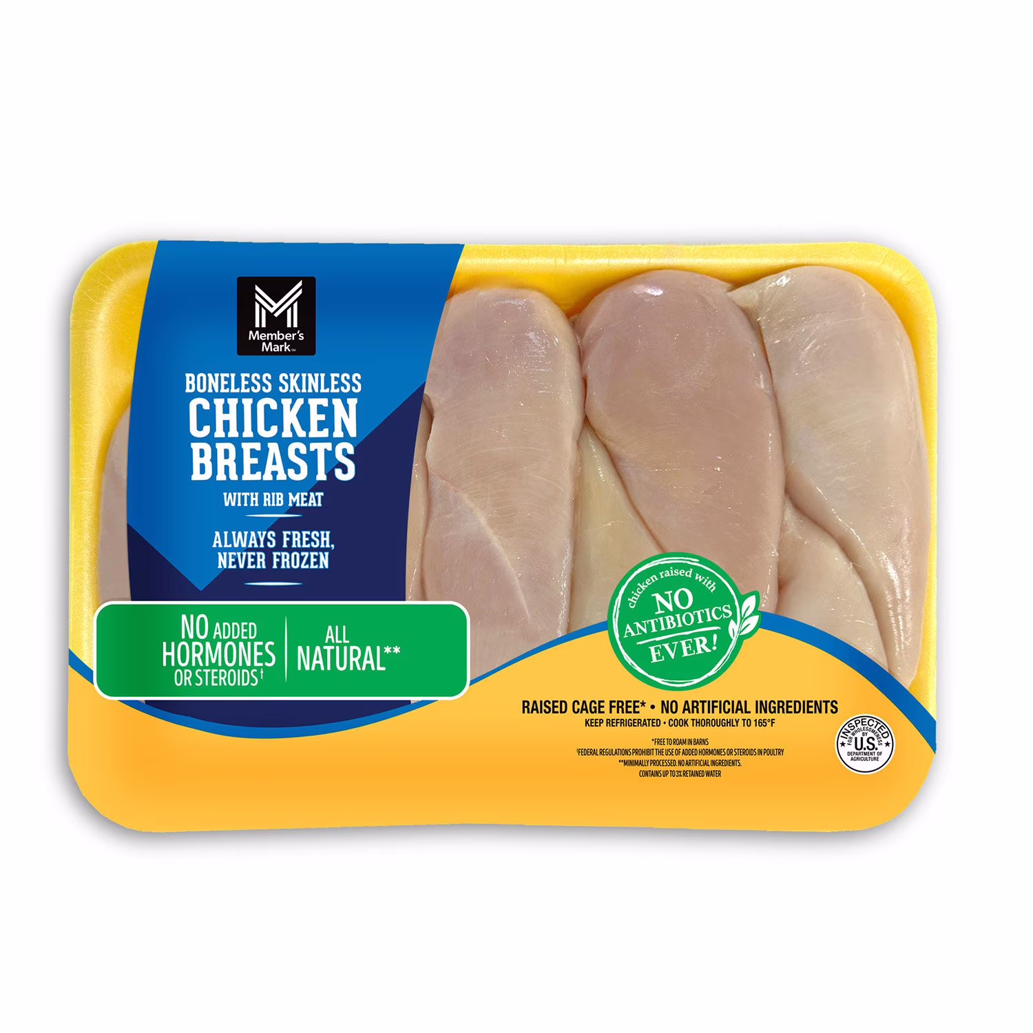 Member’s Mark Boneless Skinless Chicken Breasts with Rib Meat 4.4-5.8  LB
