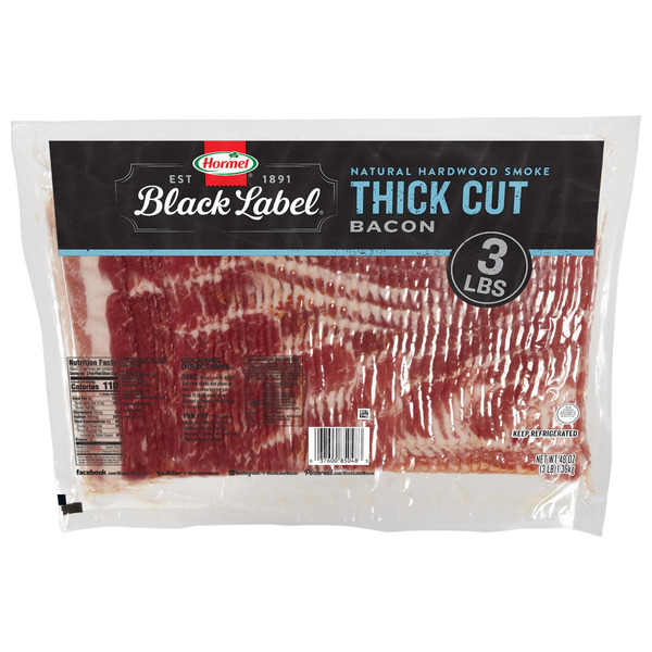 Hormel Black Label Thick Cut Pork Bacon, Gluten Free, 48 oz Plastic Package 