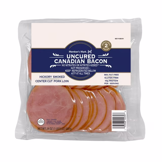 Member’s Mark Hickory Smoked Uncured Canadian Bacon 12 oz - 2 Count