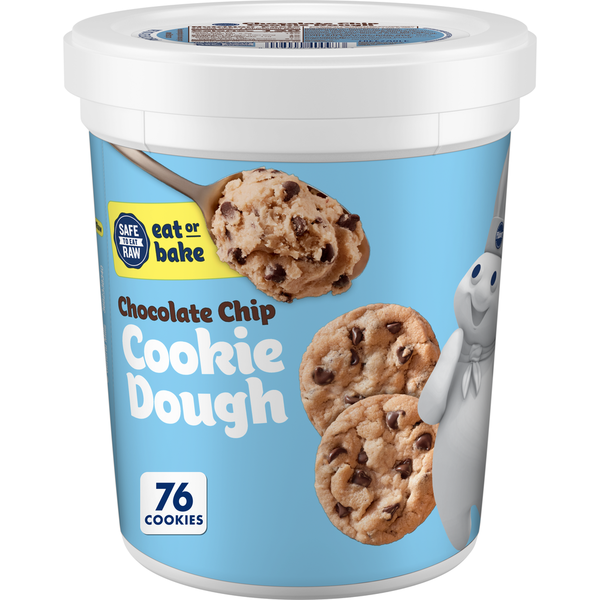 Pillsbury Refrigerated Chocolate Chip Cookie Dough, Eat or Bake 76 oz