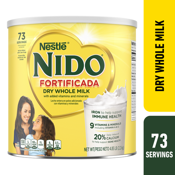 Nestlé Nido Fortificada Powdered Drink Mix - Dry Whole Milk Powder With Vitamins And Minerals Canister 4.85 lb